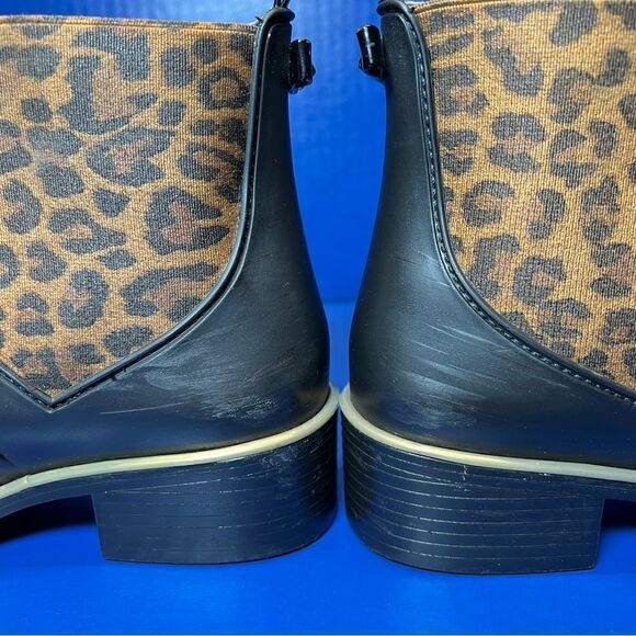 Kate Spade Womens Sedgwick Black Leopard Print Rain Boots 6/7 - Picture 7 of 11